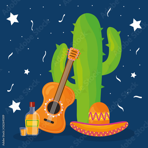 cinco de mayo celebration with cactus and hat mexican photo