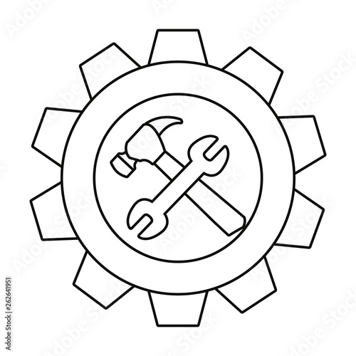 hammer wrench gear tool icon