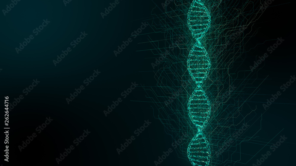 Genetic sequencing pharmaceutical research into DNA double helix manipulation molecular biology - 3D render