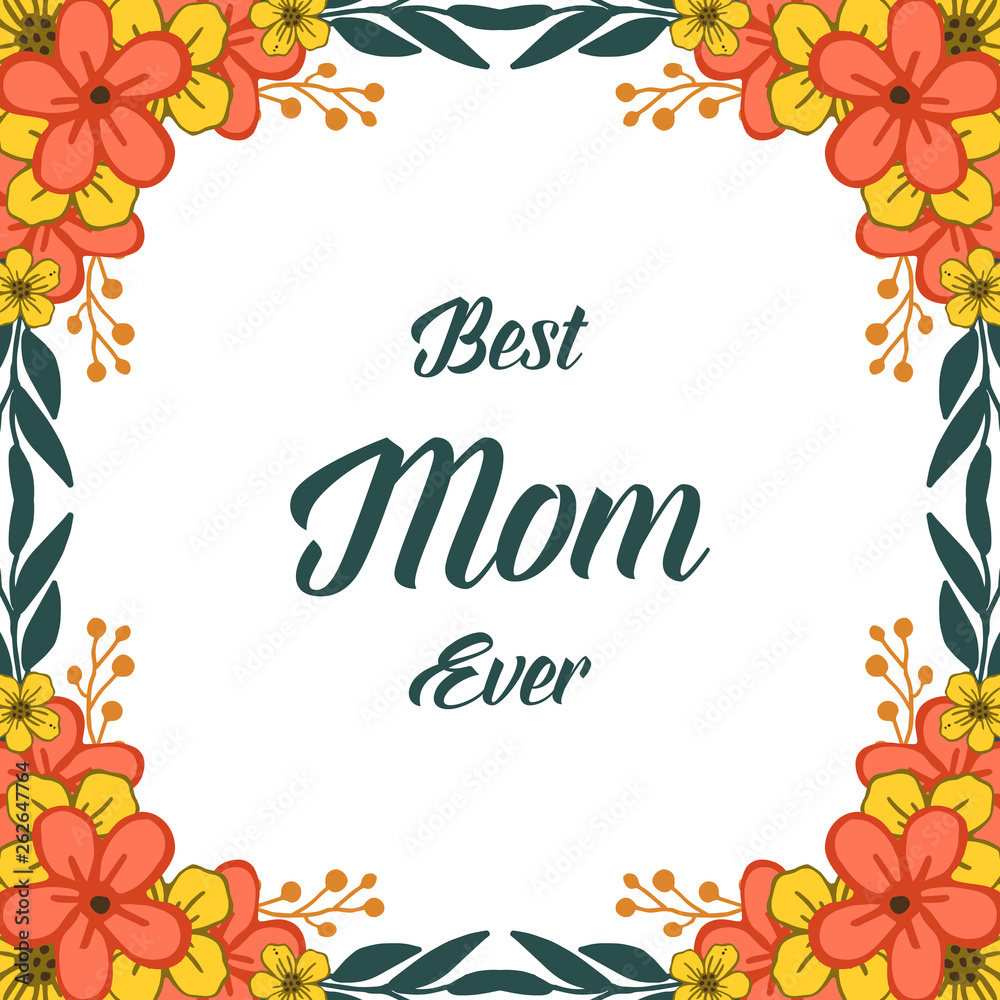 Vector illustration banner love mom for elegant frame flower orange and yellow Vector illustration banner love mom for elegant frame flower orange and yellow