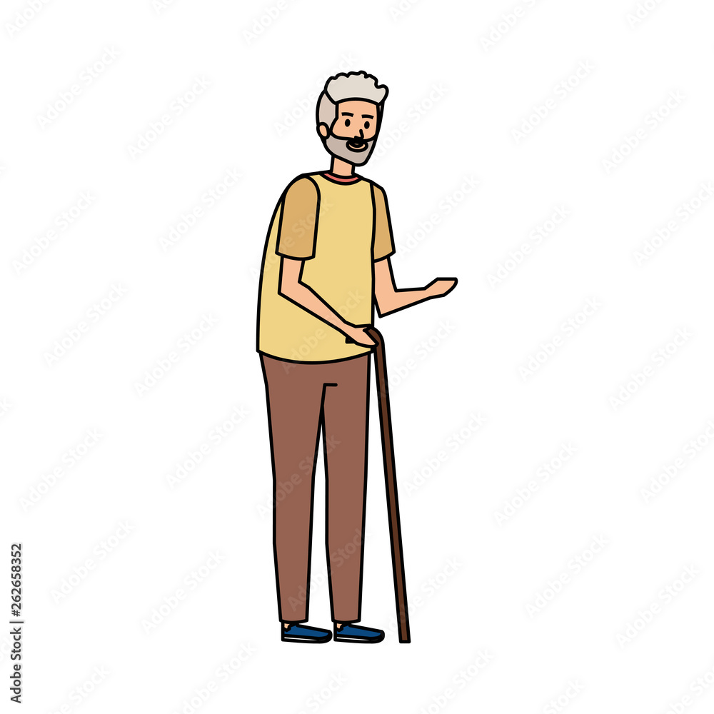old man with cane character old man with cane character