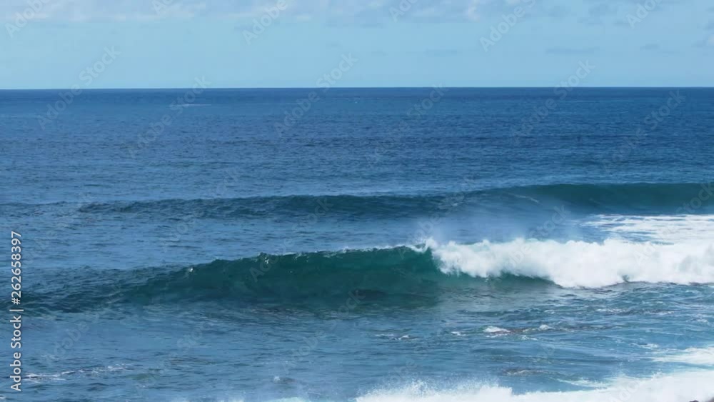 Atlantic ocean turquoise wave breakers, Slow motion blue seascape scene, sufers paradise, Madeira Islands, summertime vibe Atlantic ocean turquoise wave breakers, Slow motion blue seascape scene, sufers paradise, Madeira Islands, summertime vibe