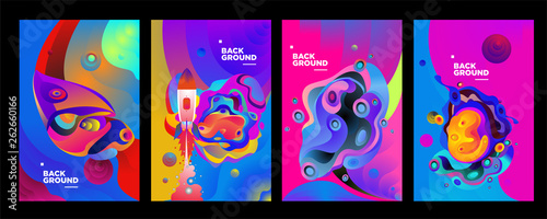 set of banner templates. universe. space. space trip. design. vector illustration.