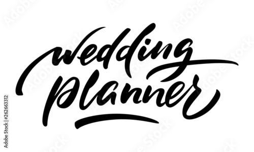 Beautiful inscription Wedding Planner. For brides in preparation for the wedding day. Hand lettering brush.