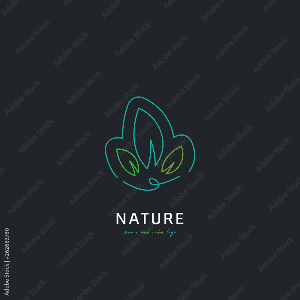 Fototapeta premium nature plant leaf logo in outline flat neon style illustration icon vector