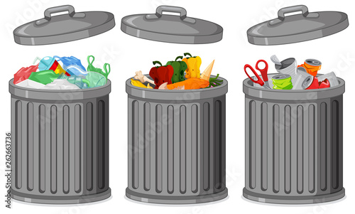 Set of metal plastic container