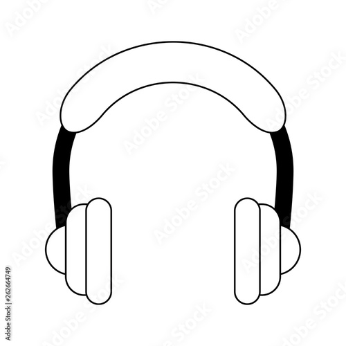 Music heaphones device isolated in black and white