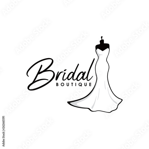 Canvas-taulu Monochrome Bridal Boutique Logo, Sign, Icon, Mannequin, Fashion, Beautiful Bride