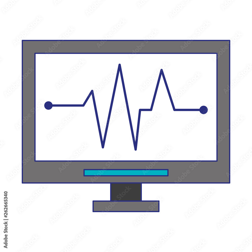 Heartbeat cardio monitor medical device blue lines Heartbeat cardio monitor medical device blue lines