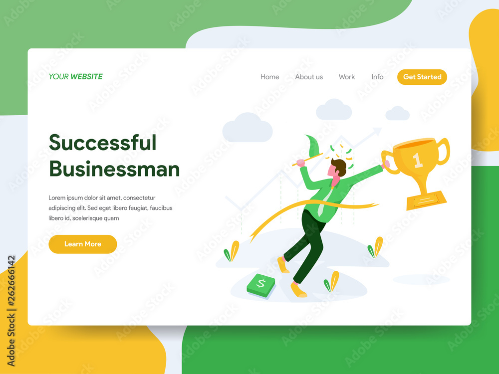 Landing page template of Successful Businessman Illustration Concept. Modern Flat design concept of web page design for website and mobile website.Vector illustration Landing page template of Successful Businessman Illustration Concept. Modern Flat design concept of web page design for website and mobile website.Vector illustration