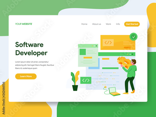 Landing page template of Software Developer Illustration Concept. Modern Flat design concept of web page design for website and mobile website.Vector illustration