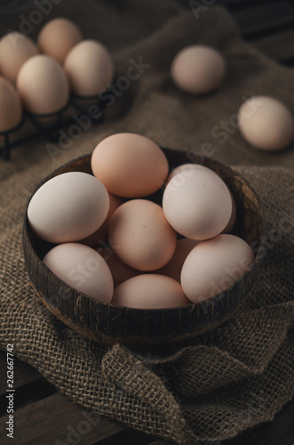 Easter organic eggs in bowl