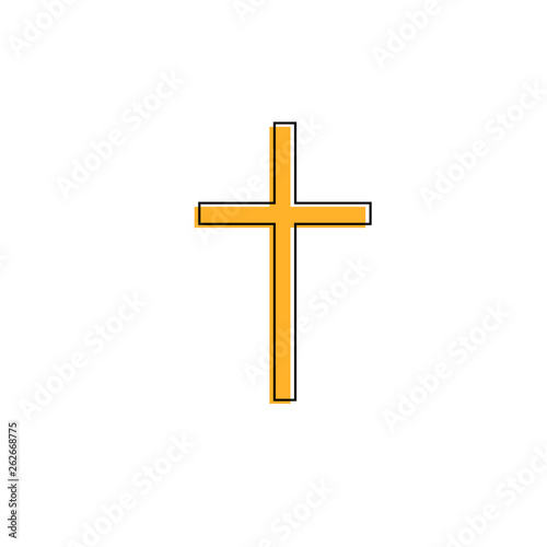Christian cross Yellow icon on white background.