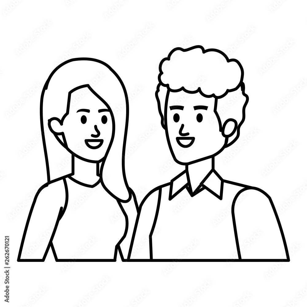 young couple avatars characters