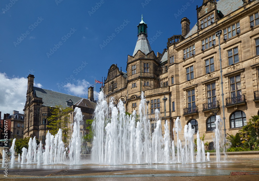 The fountain in the Peace Gardens. Sheffield. England