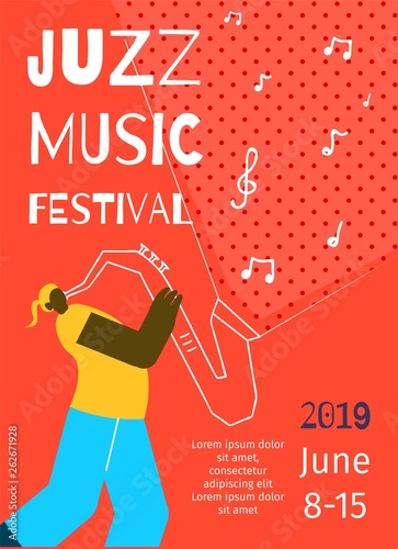 Jazz Music Festival Poster Flat Banner Template