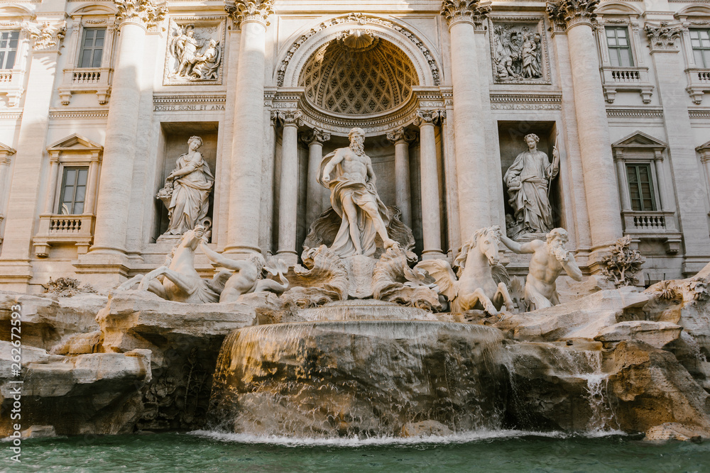 ROME, ITALY - 12 SEPTEMBER 2018: The Trevi fountain the symbol of the Roman Baroque