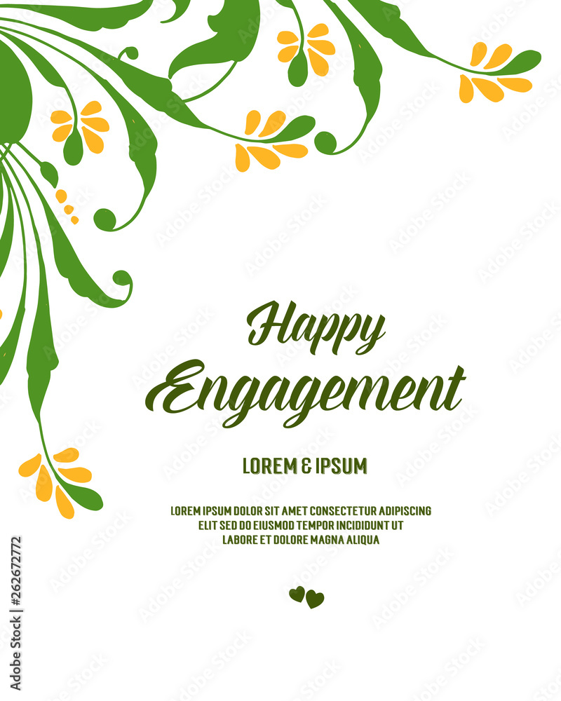 Vector illustration leaf floral frame for writing invitation of happy engagement