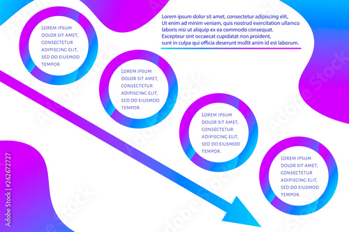 Modern Infographic template with 4 options (steps) and place for text. Decrease and recession concept with arrow for report, workflow, business presentation. Editable vector EPS 10 illustration