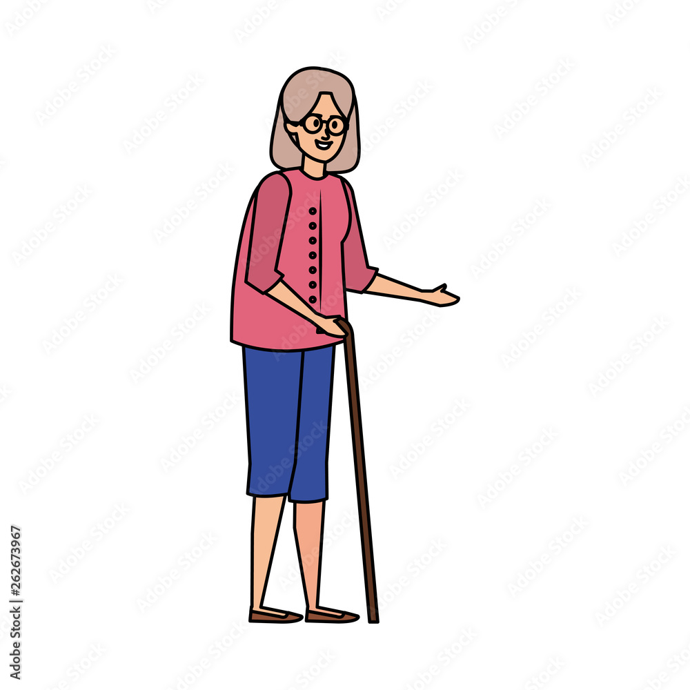 Fototapeta premium old woman with cane character