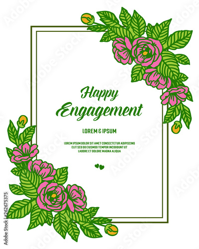 Vector illustratioon blossom flower frame for various ornate happy engagement photo