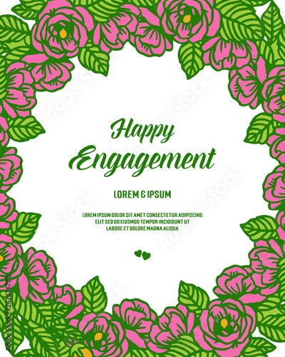 Vector illustration beautiful blossom flower frame for card of happy engagement
