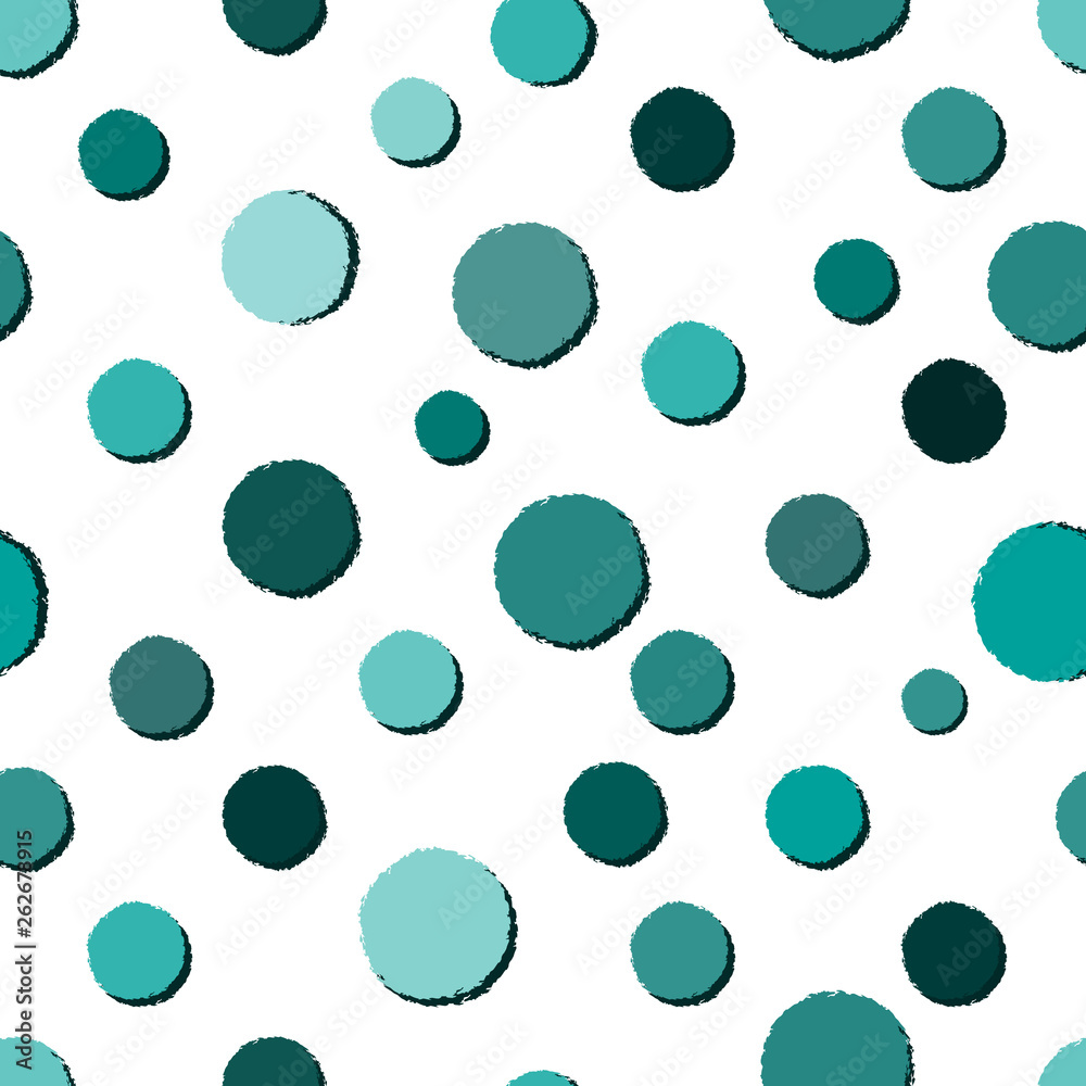 Seamless grunge pattern with turquoise polka dots