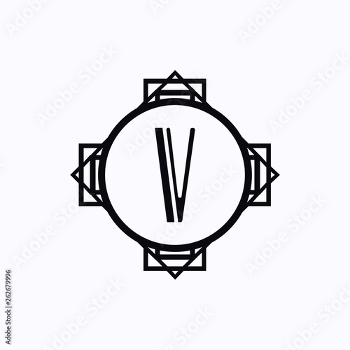 Modern art deco luxury classic monochrome minimal hipster geometric vintage vector monogram, frame , border , label for your logo badge design