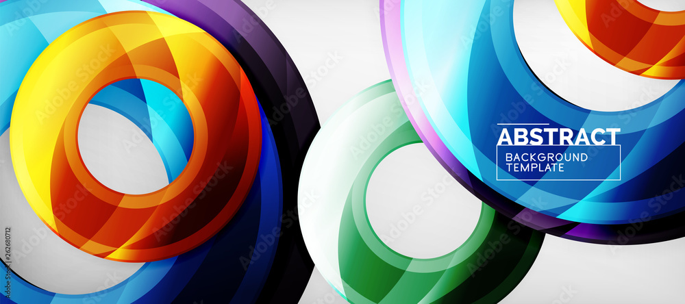 Modern geometric circles abstract background, colorful round shapes with shadow effects Modern geometric circles abstract background, colorful round shapes with shadow effects