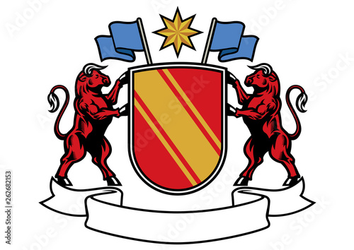 bull heraldry in classic coat of arms style