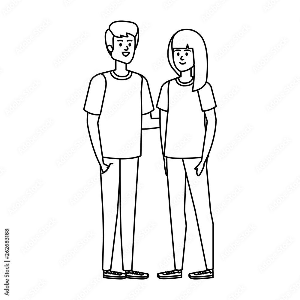 young couple avatars characters