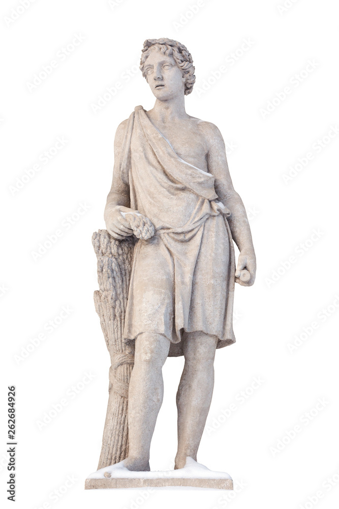 Sculpture of the ancient Greek god Adonis isolate. Adonis was a God of beauty, desire and vegetation.
