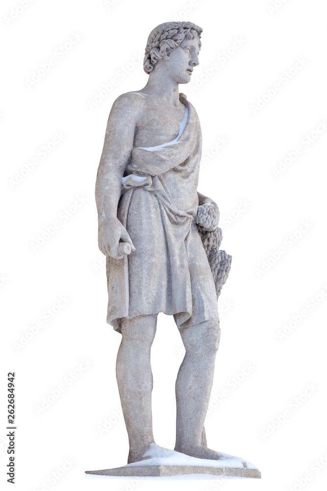 Sculpture of the ancient Greek god Adonis isolate. Adonis was a God of beauty, desire and vegetation. Sculpture of the ancient Greek god Adonis isolate. Adonis was a God of beauty, desire and vegetation.