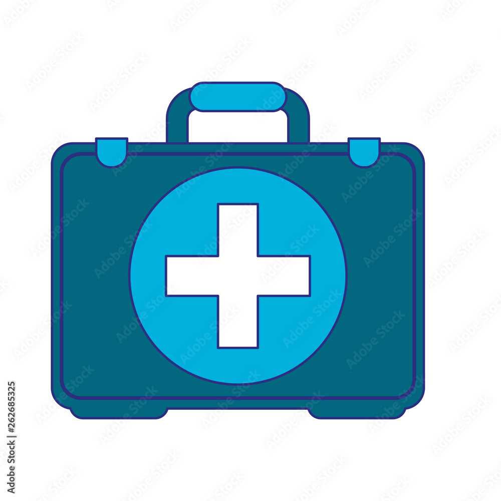 Medical first adis suitcase symbol blue lines Medical first adis suitcase symbol blue lines