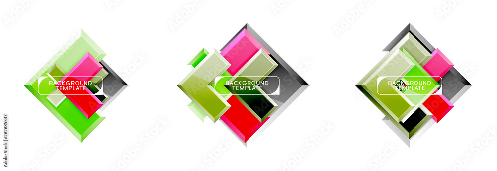 Arrow and square design abstract logo or banner collection. Modern geometrical design