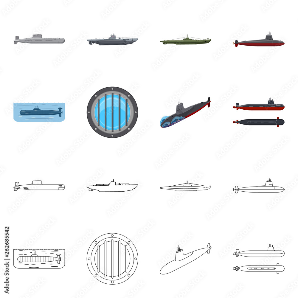 Isolated object of war  and ship sign. Collection of war  and fleet stock symbol for web.