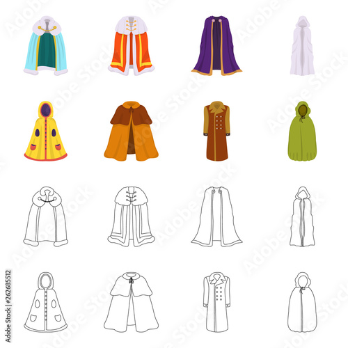 Isolated object of material and clothing logo. Set of material and garment vector icon for stock.