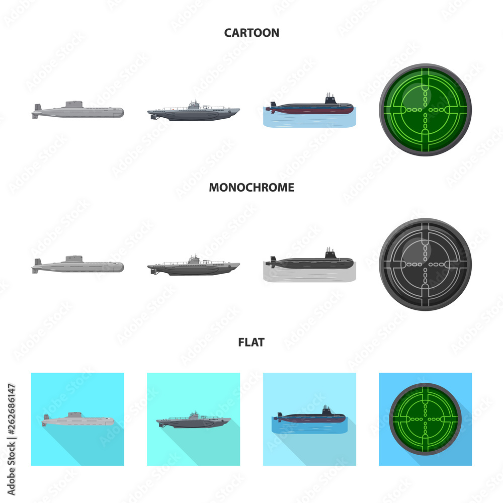 Vector illustration of war  and ship sign. Collection of war  and fleet vector icon for stock.