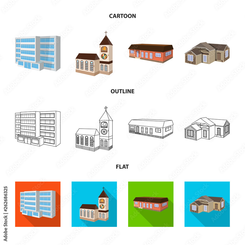 Isolated object of facade and housing logo. Set of facade and infrastructure stock symbol for web.