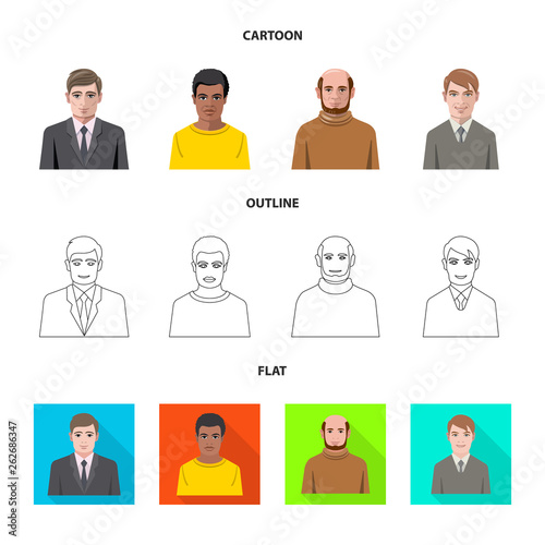 Isolated object of hairstyle and profession  icon. Collection of hairstyle and character  stock symbol for web.