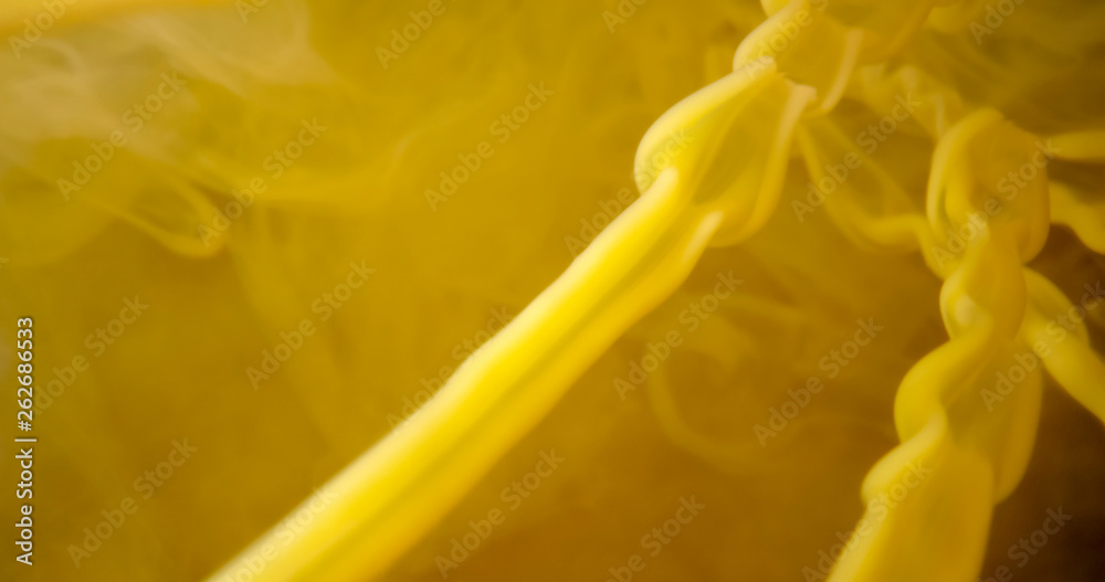 V118Yellow Paint. Threads And Drops Mixing In Water. Ink Swirling. V118Yellow Paint. Threads And Drops Mixing In Water. Ink Swirling.