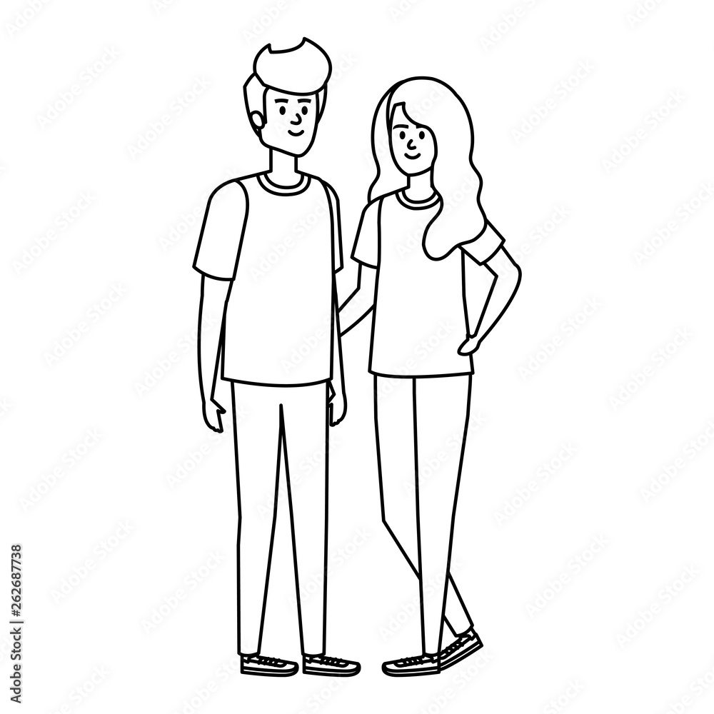 young couple avatars characters young couple avatars characters