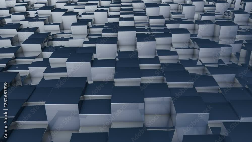 Blue cubes sliding back and forth background, side view, seamless loop Blue cubes sliding back and forth background, side view, seamless loop