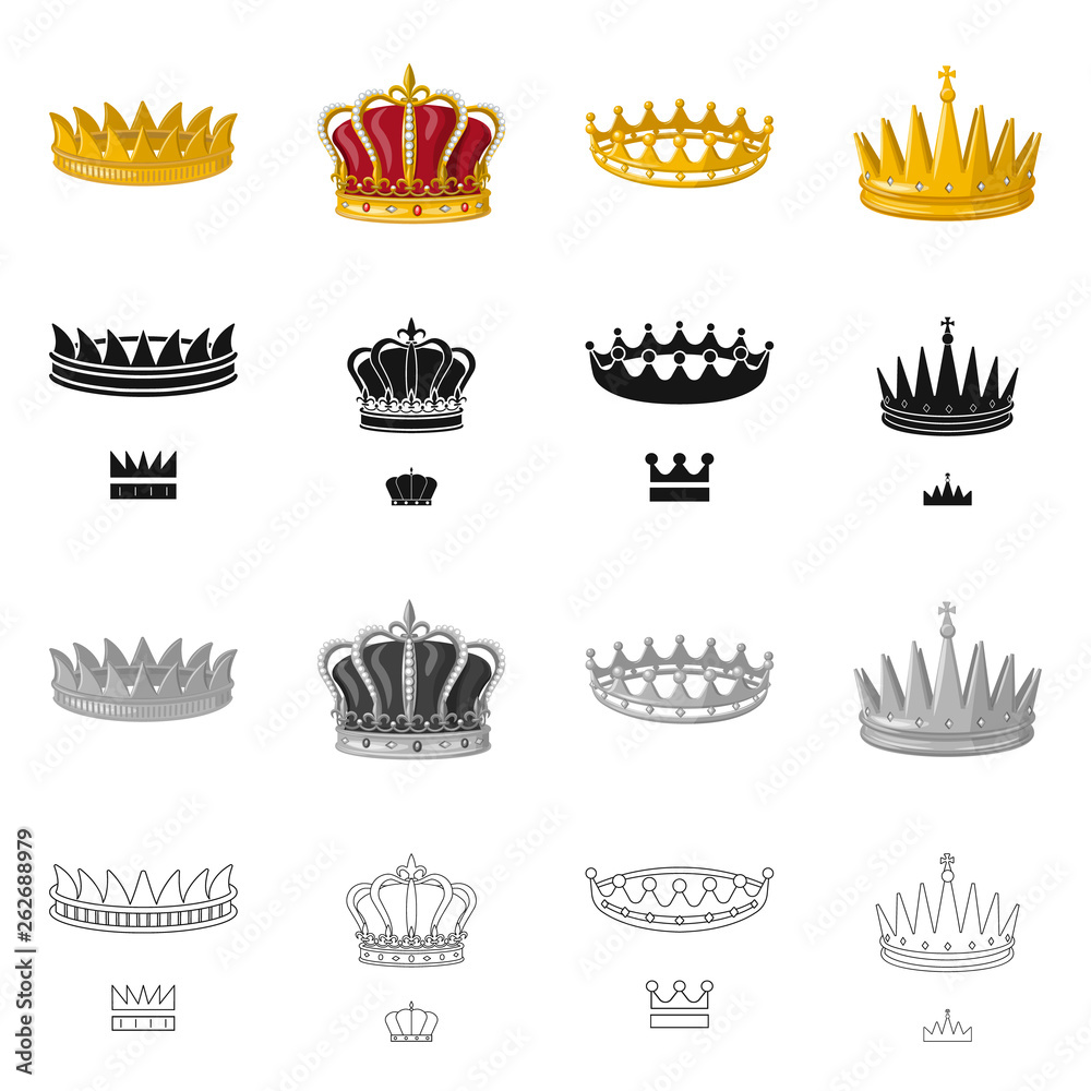 Vector illustration of medieval and nobility logo. Collection of medieval and monarchy stock vector illustration.
