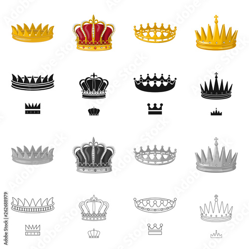 Vector illustration of medieval and nobility logo. Collection of medieval and monarchy stock vector illustration.