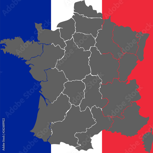 French, Outline map on flag