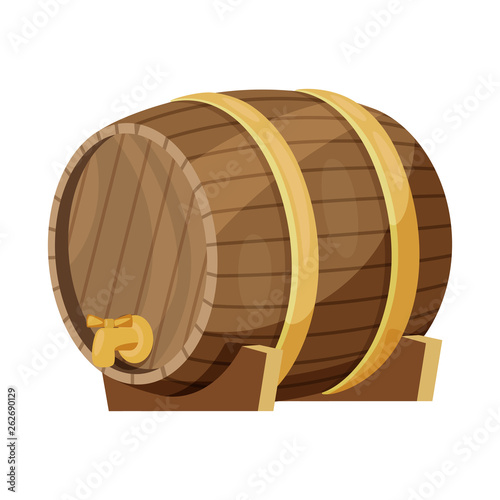 Vector design of wine and barrel sign. Collection of wine and beer stock vector illustration.