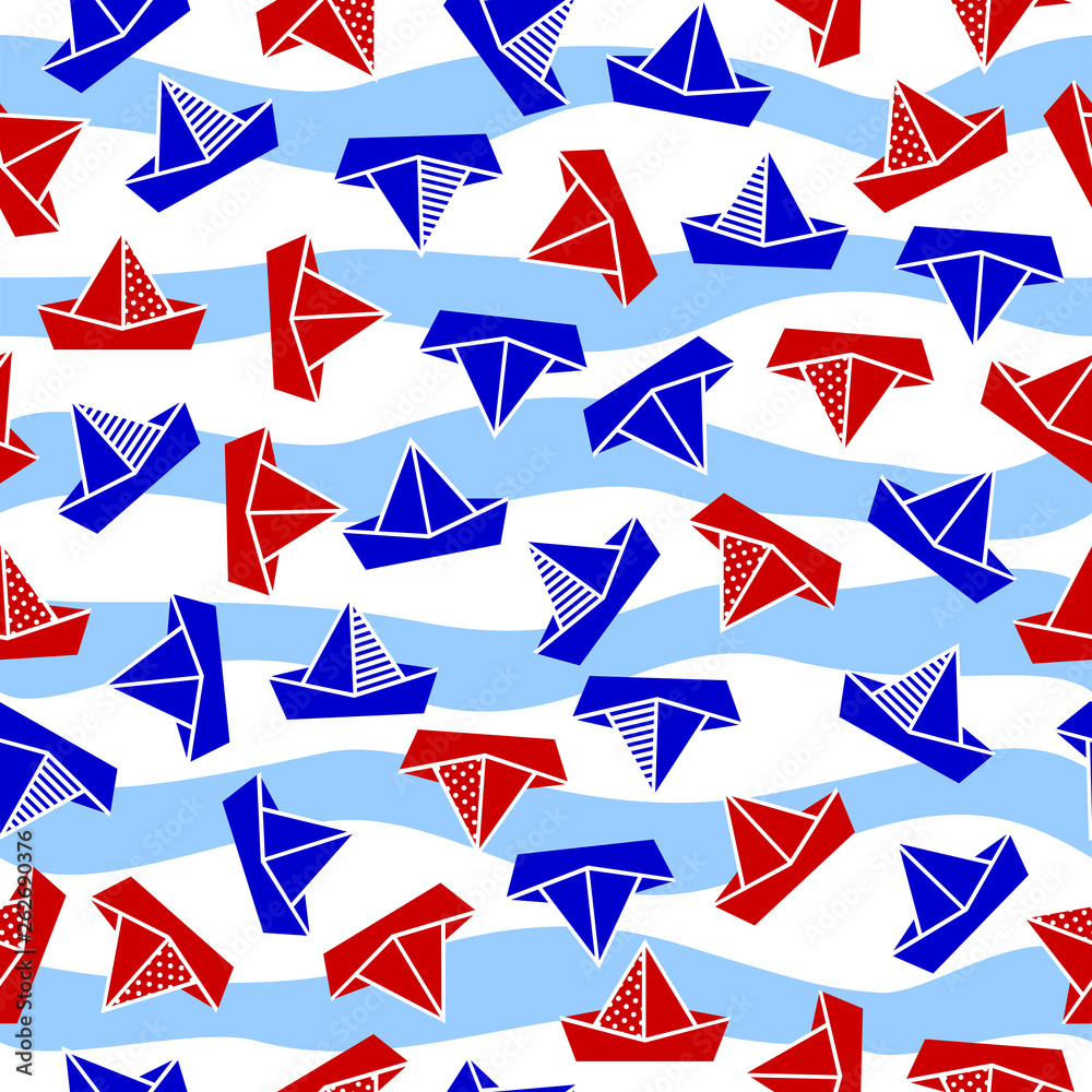 Seamless pattern with paper boats Seamless pattern with paper boats