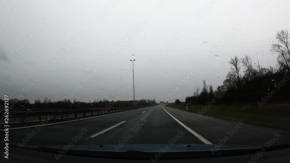 954-07 Car Ride Dashboard Center View Rainy Drive Highway 954-07 Car Ride Dashboard Center View Rainy Drive Highway