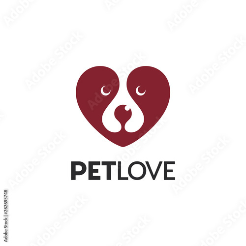 Vector logo design template. Pet Love icon.